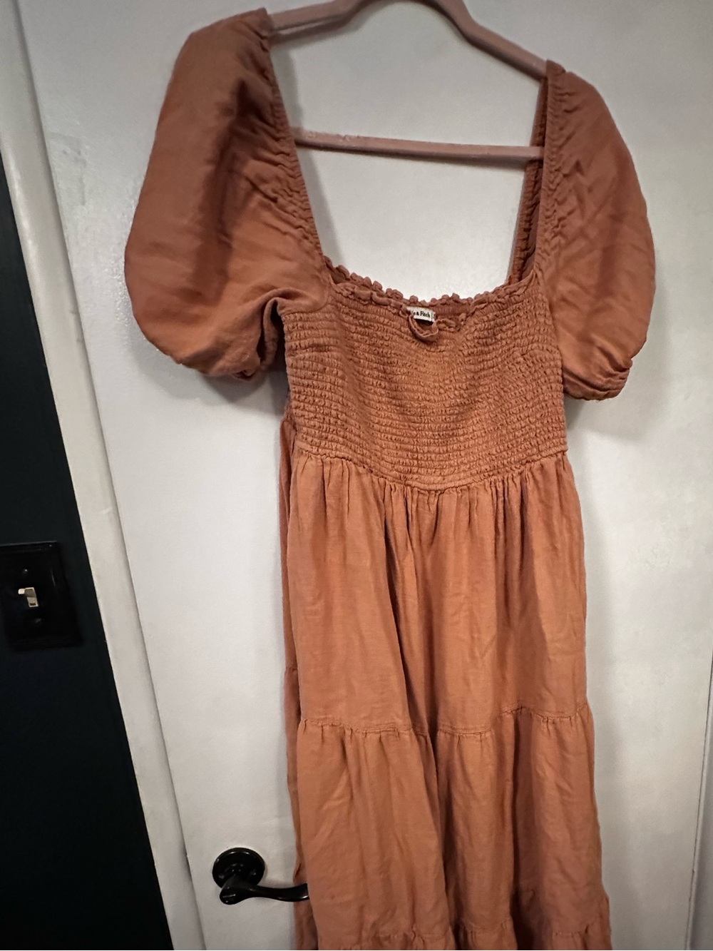Abercrombie & Fitch Rust Smocked Square Neck Dress